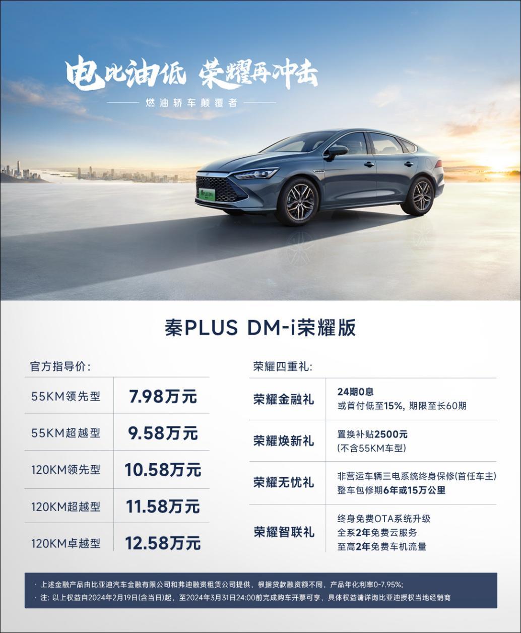 比亚迪双雄出击：秦PLUS驱逐舰05上市，电比油低